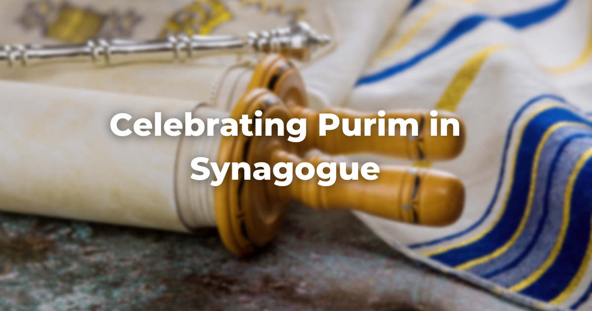 Megillah scroll celebrating Purim in Synagogue